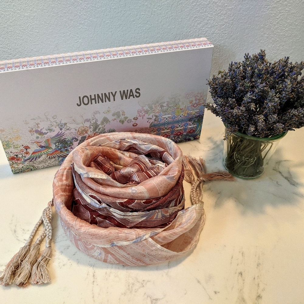 Johnny Was silk tassel scarf
